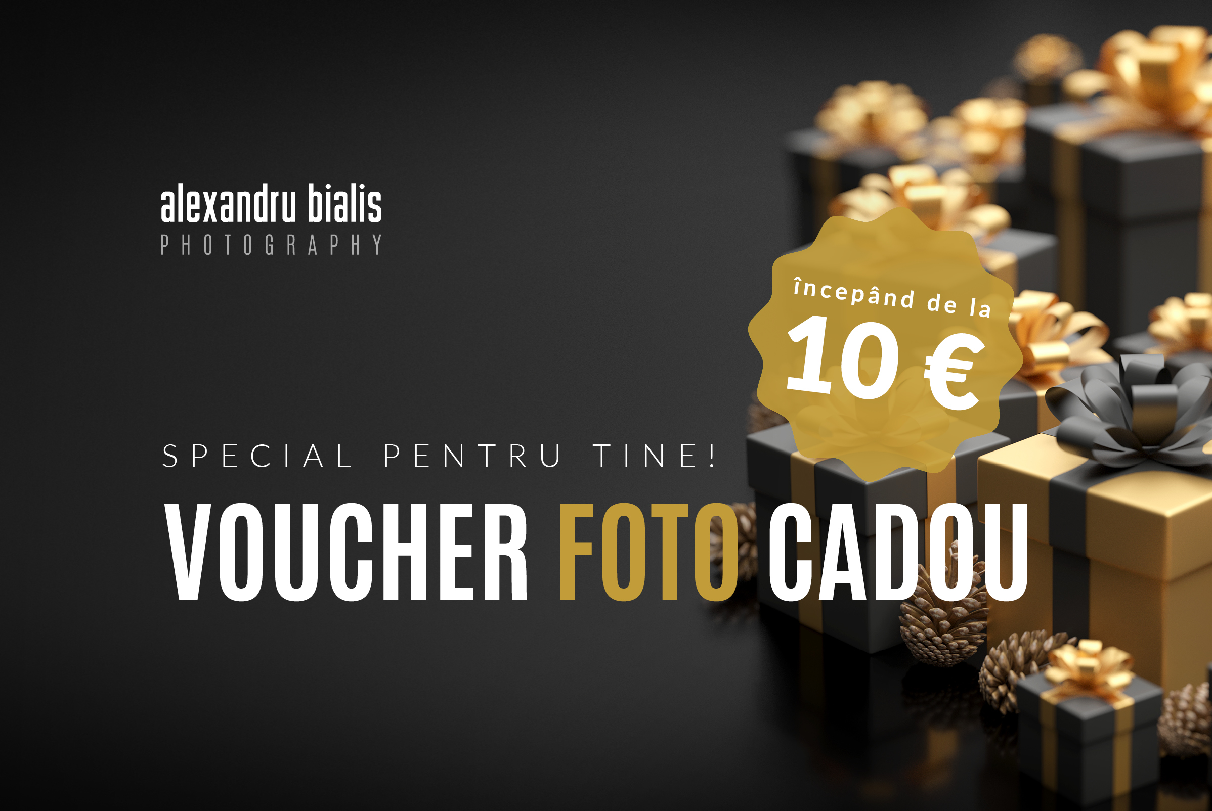Voucher foto cadou, perfect pentru achiziţionarea de cursuri foto online şi alte servicii foto oferite de fotograful Alexandru Bialis